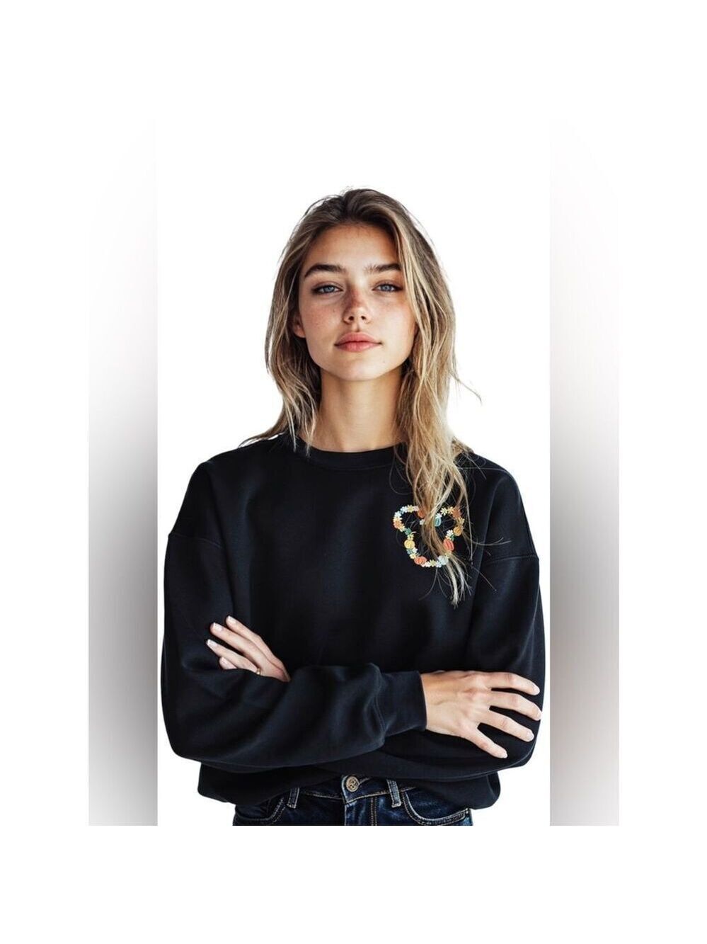 Gildan Olive Green Fall Heart Crewneck Sweatshirt XL